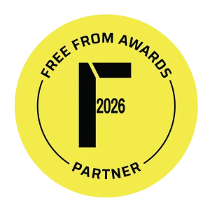 Free From Awards 2026 Partner logo yellow circle with black wording