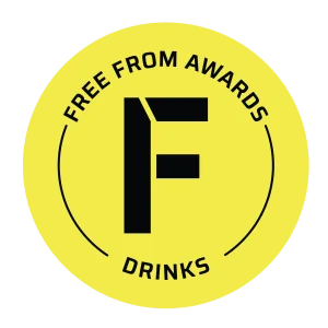Free From Drinks Awards logo yellow circle with black font