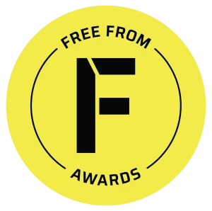 Free From Awards logo yellow circle with black wording